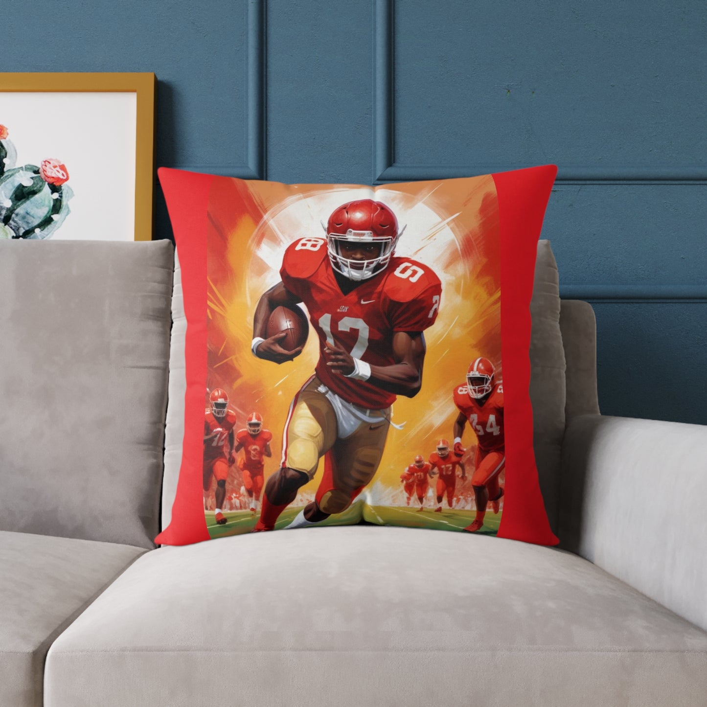 American Football Square Poly Canvas Pillow