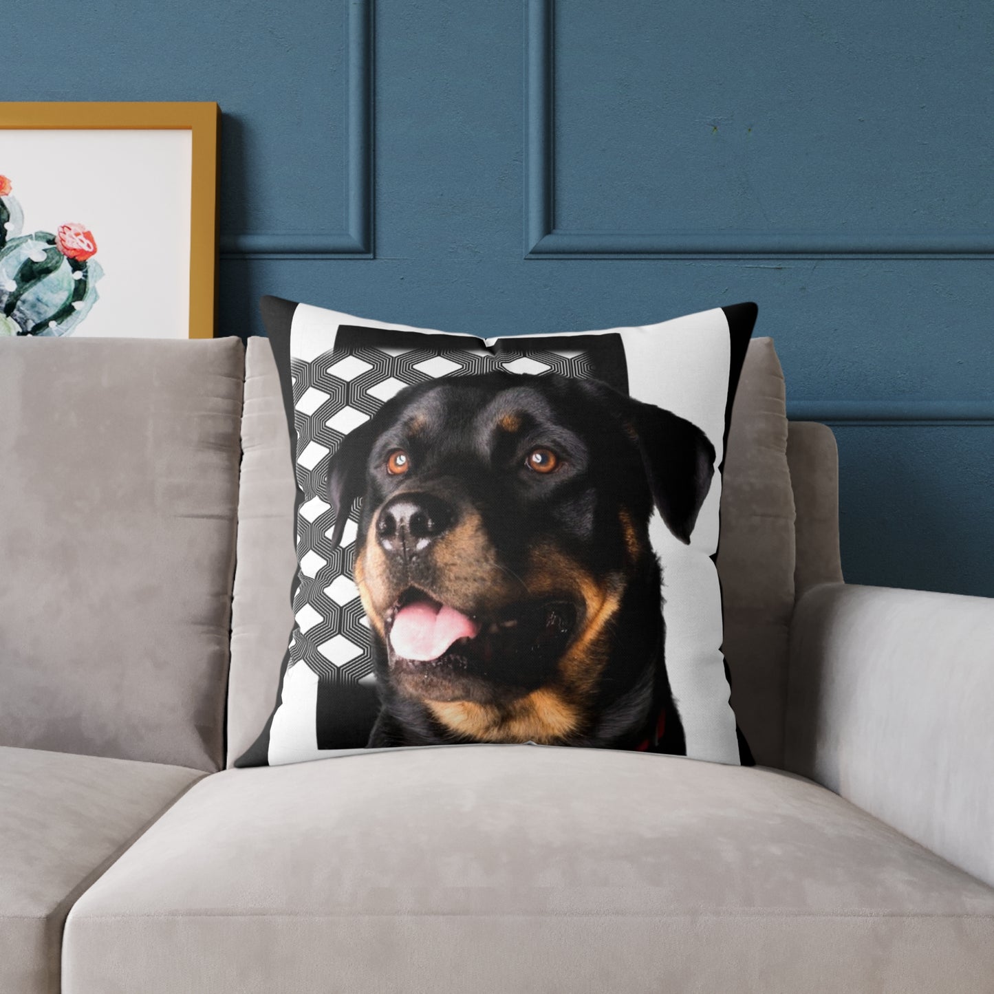 Rottweiller Square Poly Canvas Pillow
