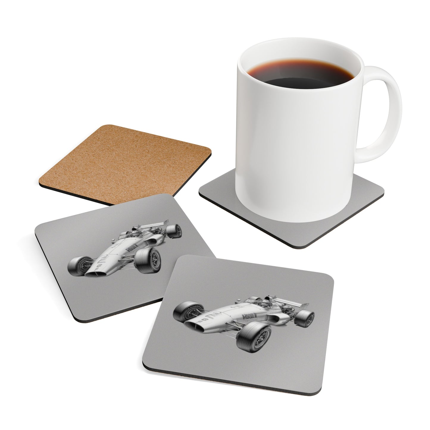 Racing Car Corkwood Coaster Set