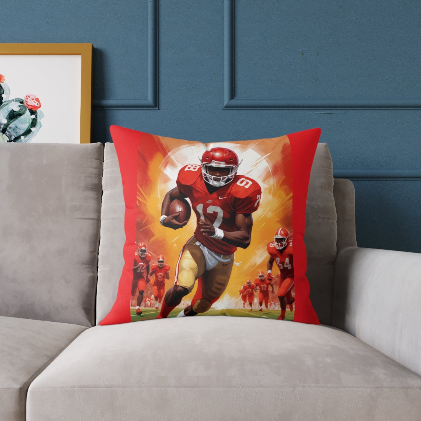 American Football Square Poly Canvas Pillow