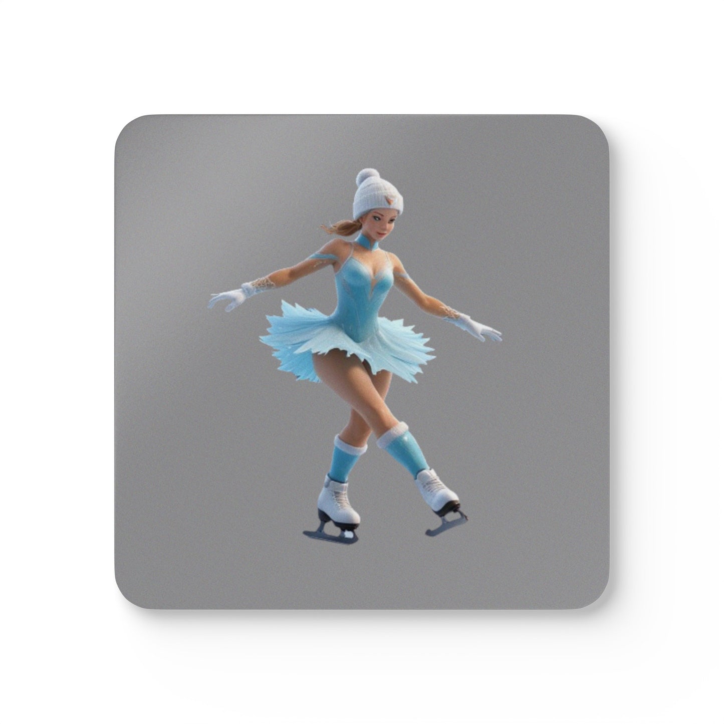 Ice Skating Corkwood Coaster Set