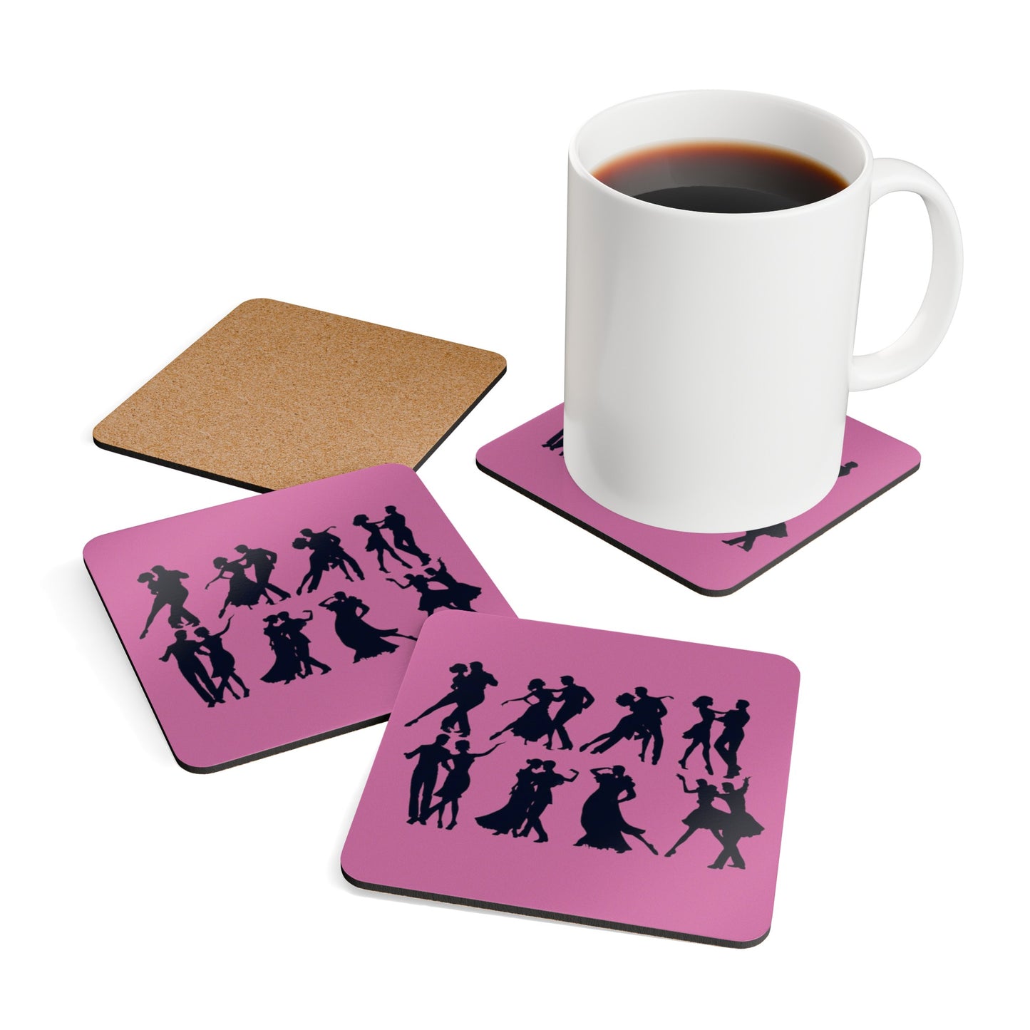 Ice Skating Corkwood Coaster Set
