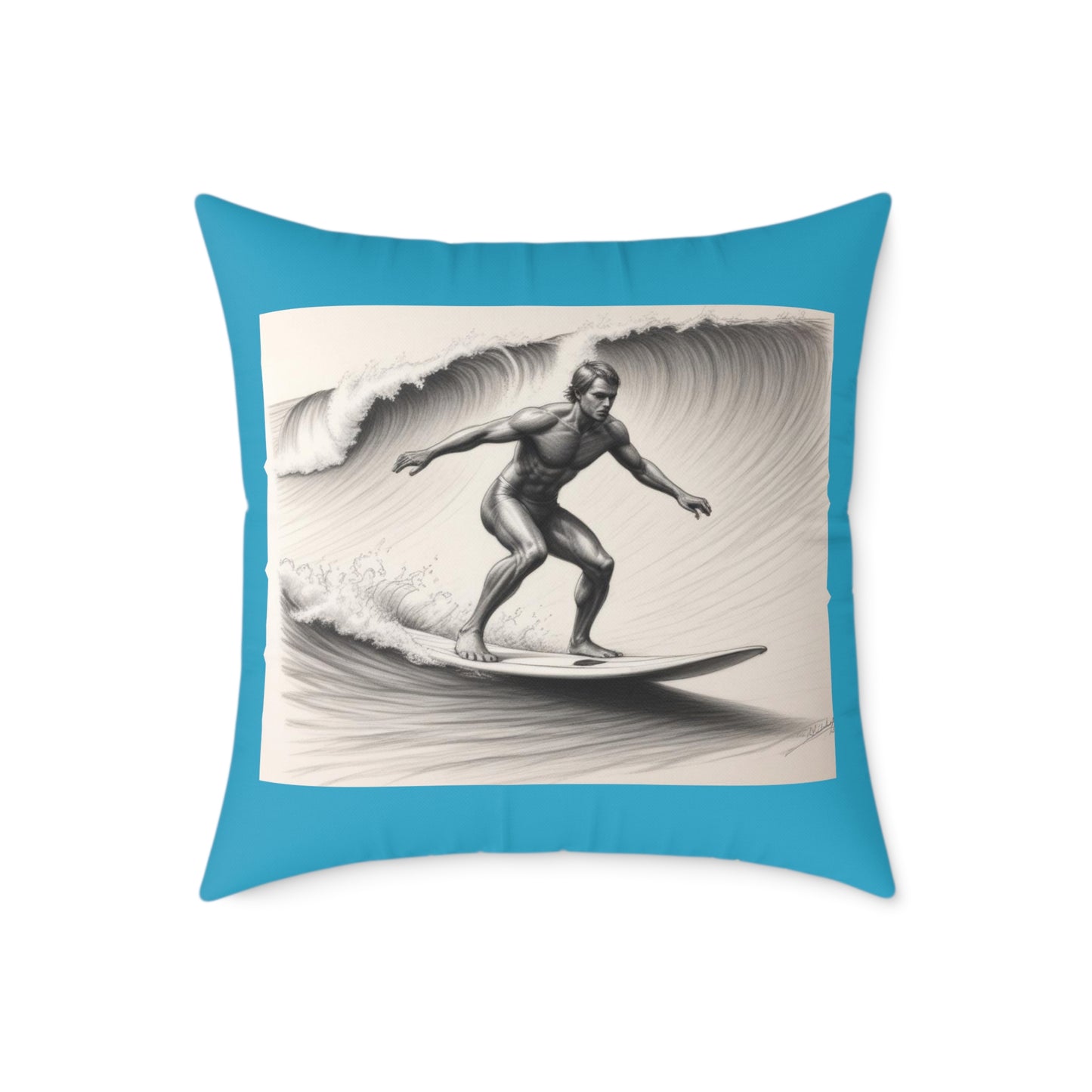 Surfing Square Poly Canvas Pillow