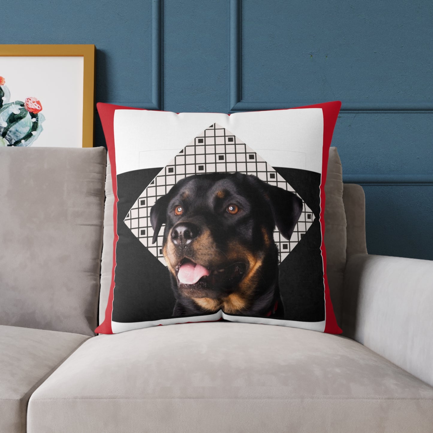 Rottweiller Square Poly Canvas Pillow