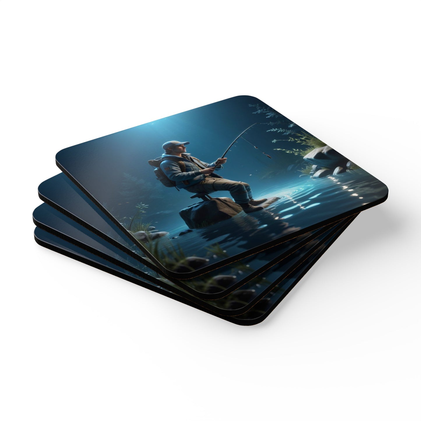 Fishing Corkwood Coaster Set