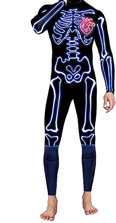 Men's Skull Print Close-fitting Union Suit Party Clothing