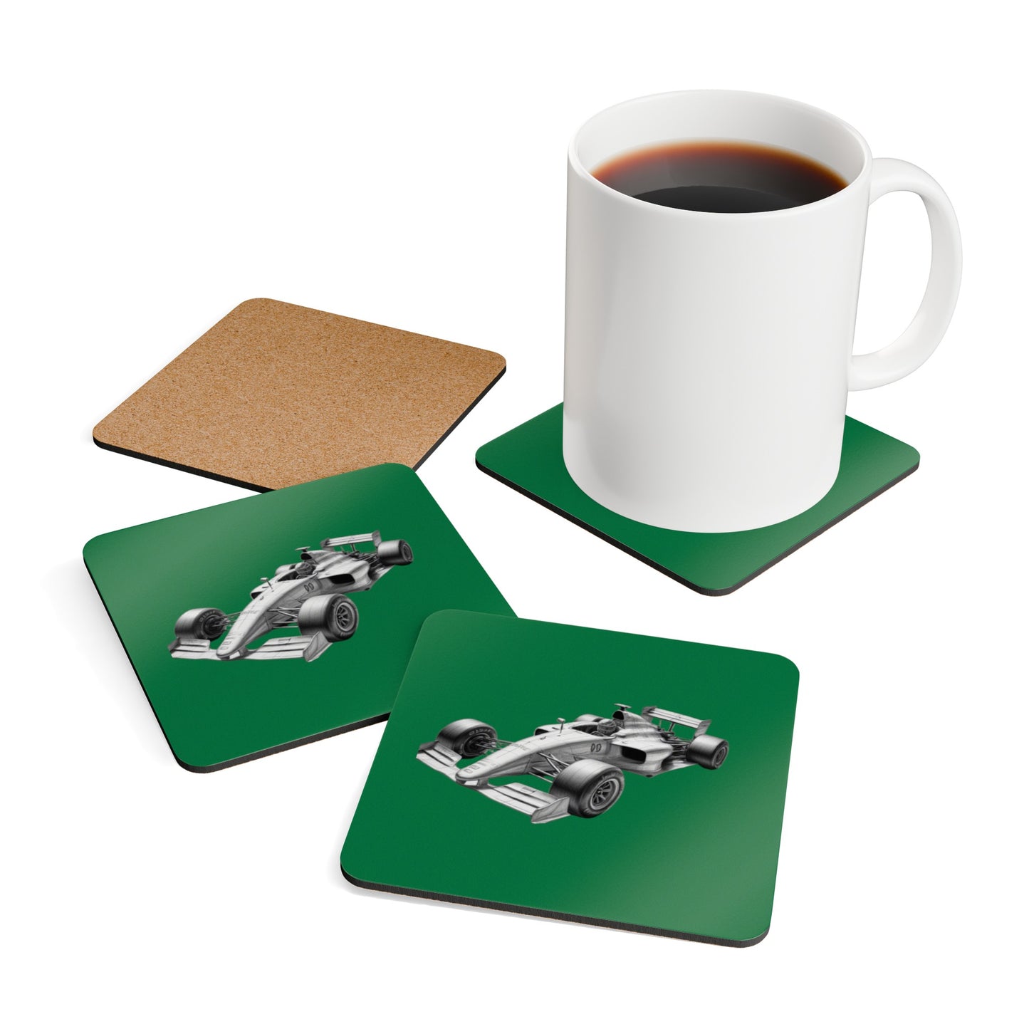 Racing Car Corkwood Coaster Set