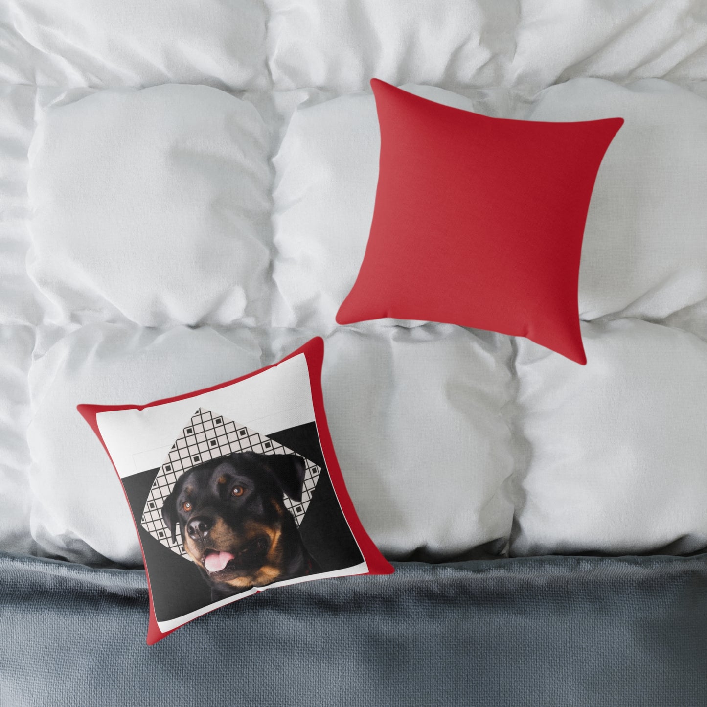 Rottweiller Square Poly Canvas Pillow