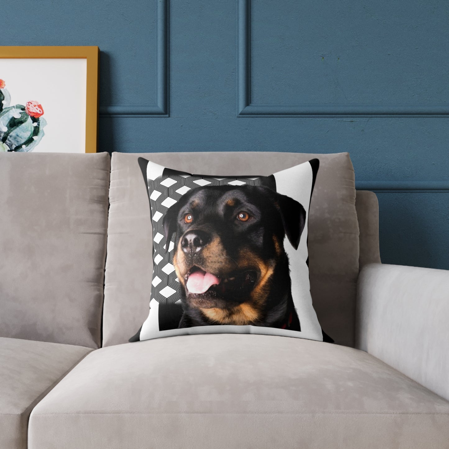 Rottweiller Square Poly Canvas Pillow