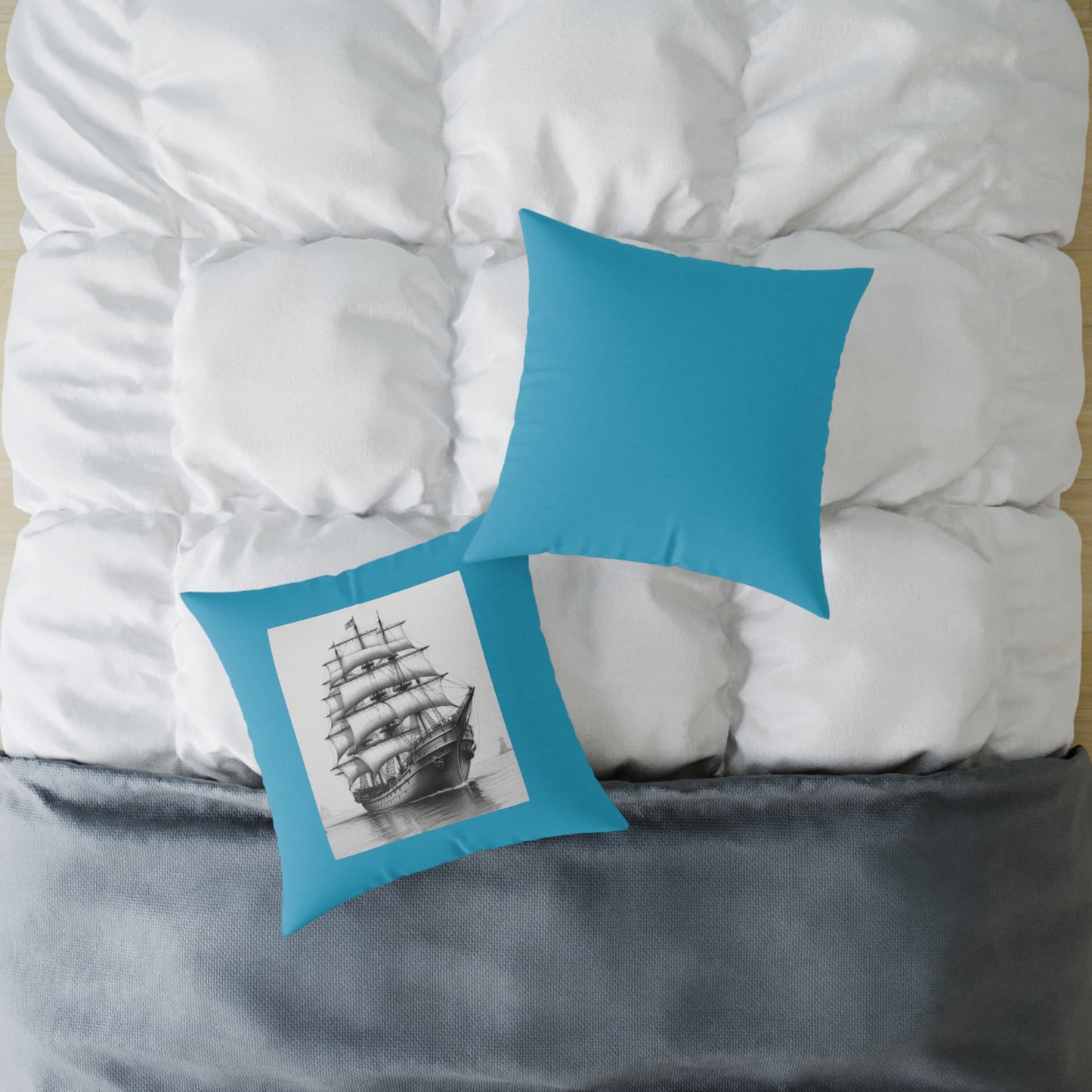 Ship Square Poly Canvas Pillow