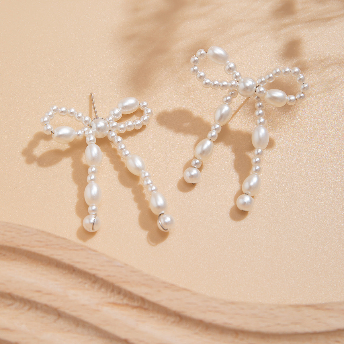 European And American Bow French Tassel Earrings Simple