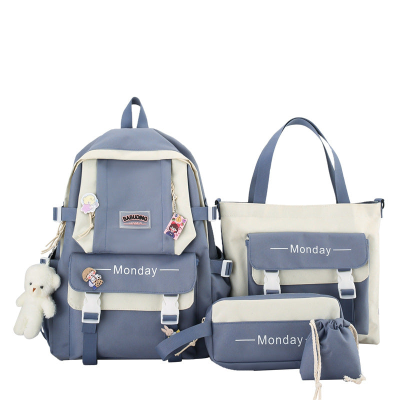 Women's Schoolbag Women's Four-piece Canvas Backpack