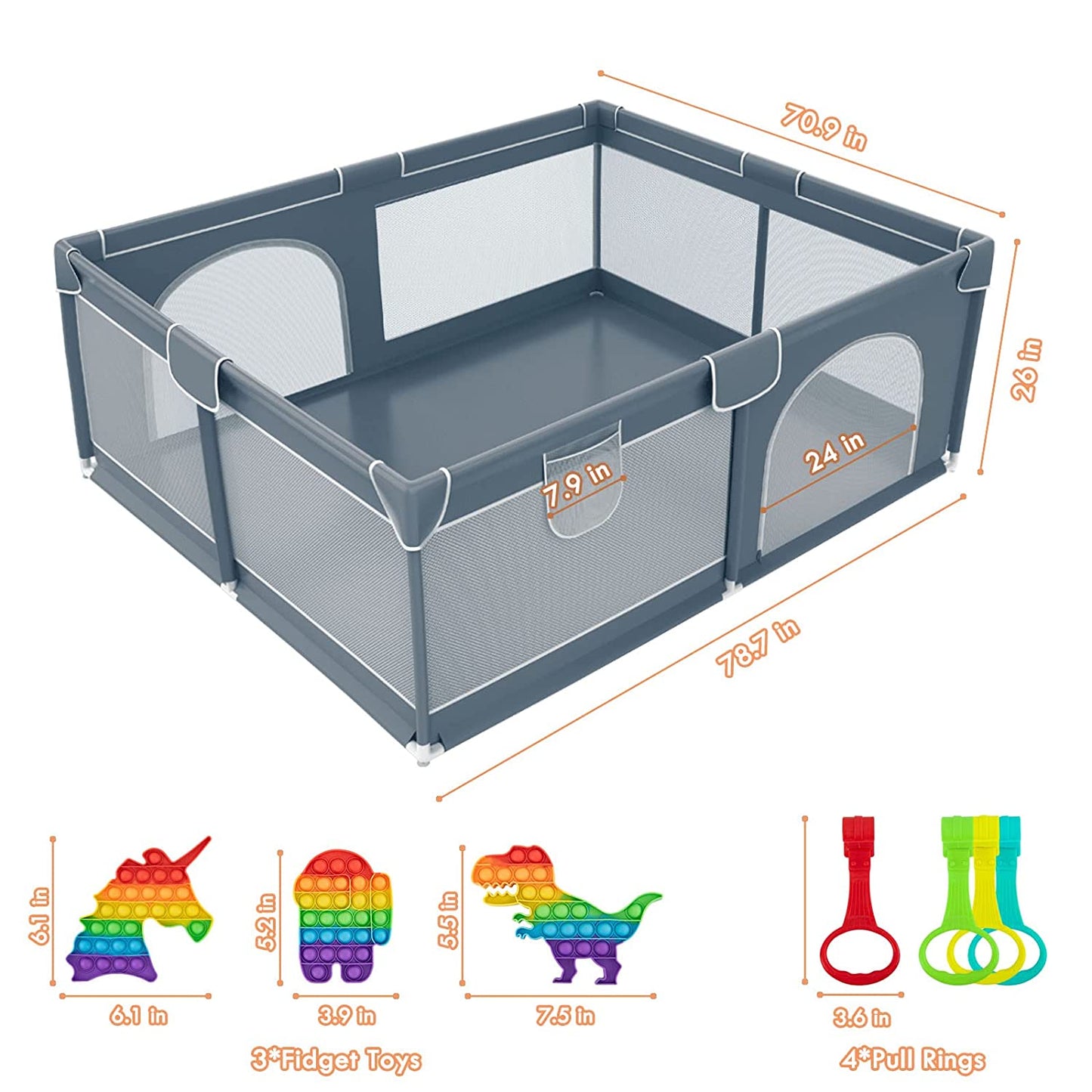 Play Pen For Babies And Toddlers, Baby Play Yard With Gate For Limited Space 47x47x26 Baby Fence With Breathable Mesh, Safety Indoor & Outdoor Activity Center