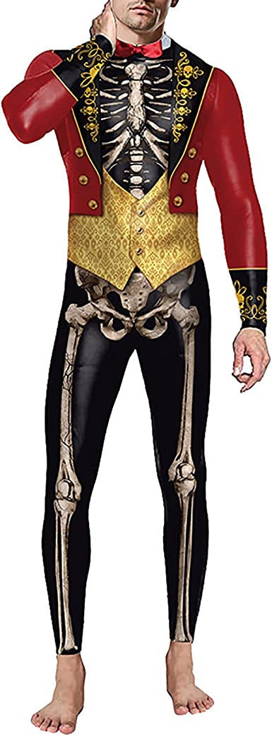 Men's Skull Print Close-fitting Union Suit Party Clothing