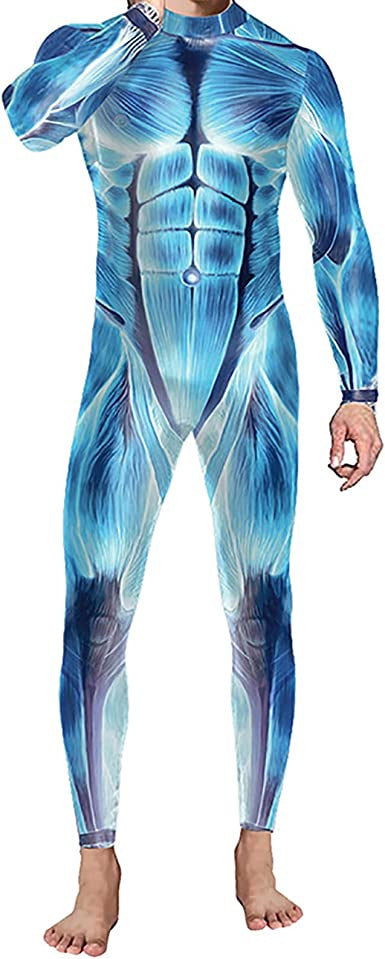 Men's Skull Print Close-fitting Union Suit Party Clothing