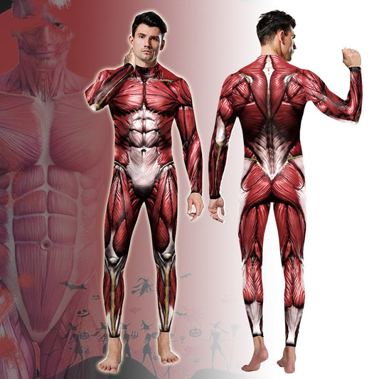 Men's Skull Print Close-fitting Union Suit Party Clothing