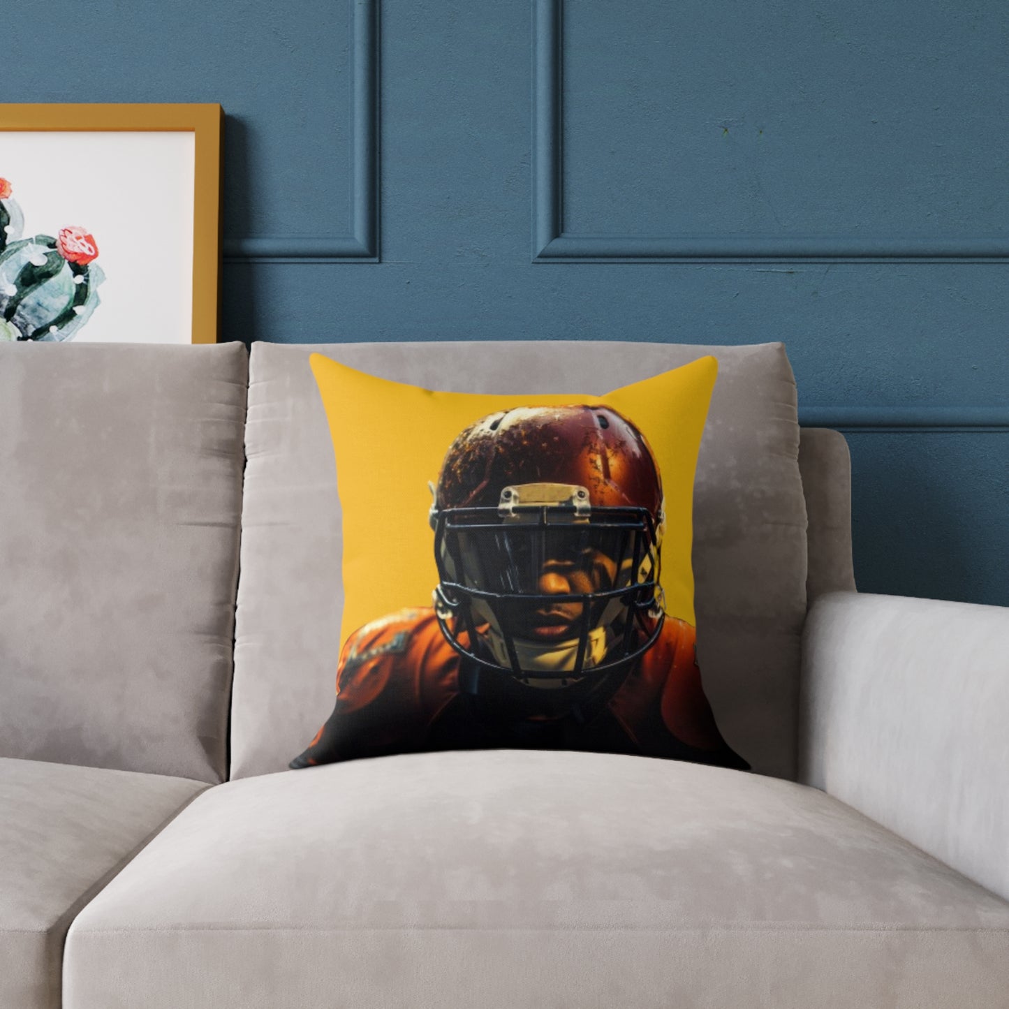 American Football Square Poly Canvas Pillow