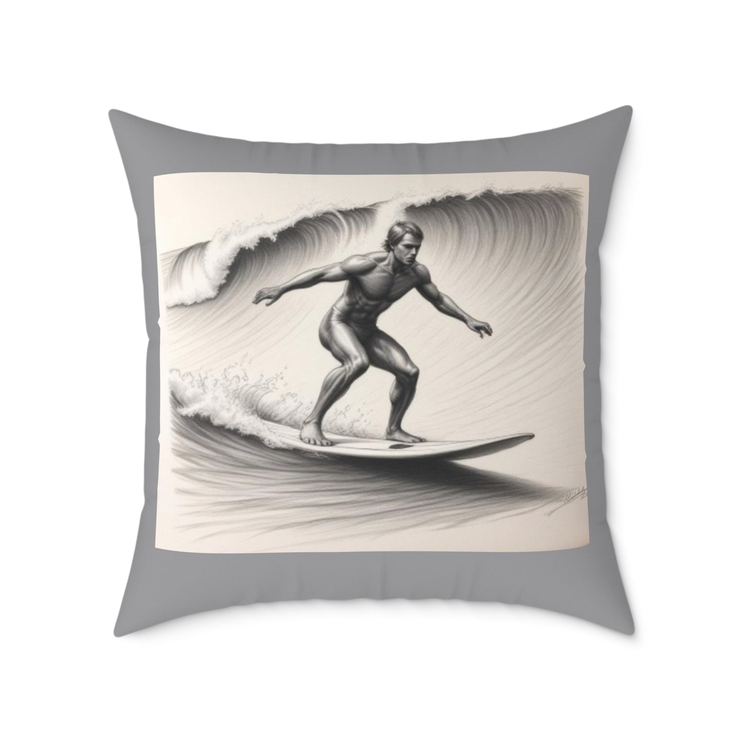Surfing Square Poly Canvas Pillow