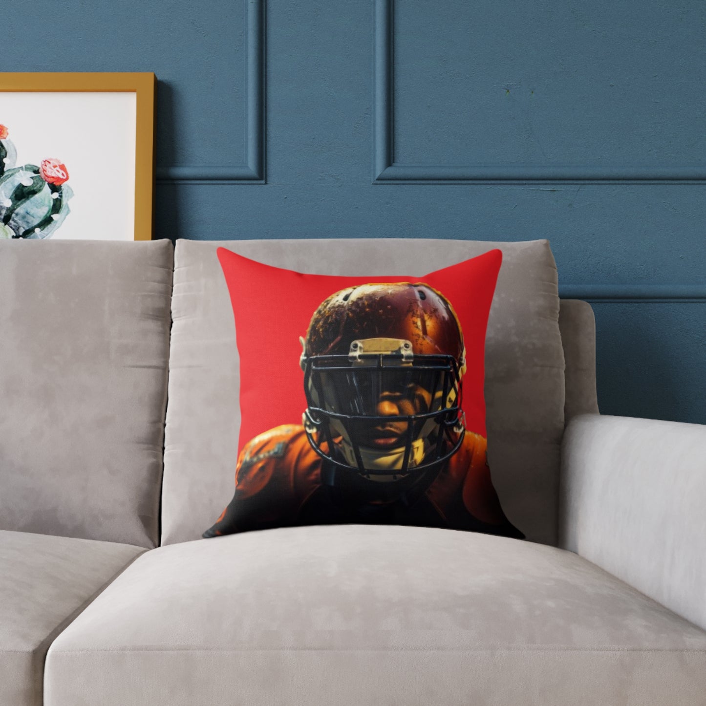 American Football Square Poly Canvas Pillow
