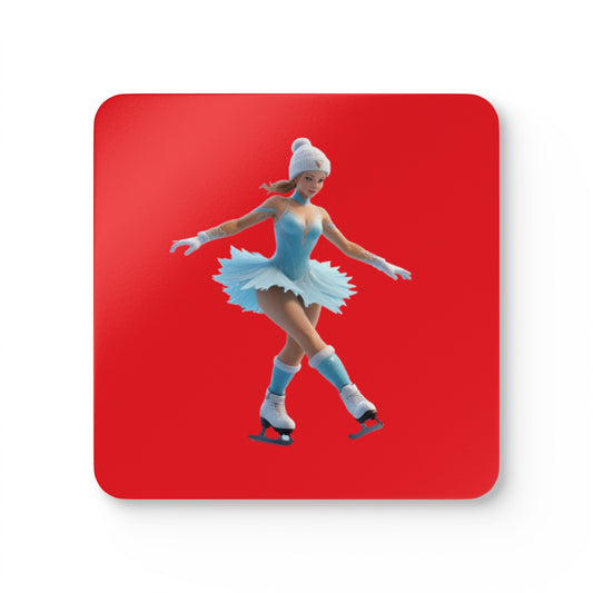 Ice Skating Corkwood Coaster Set