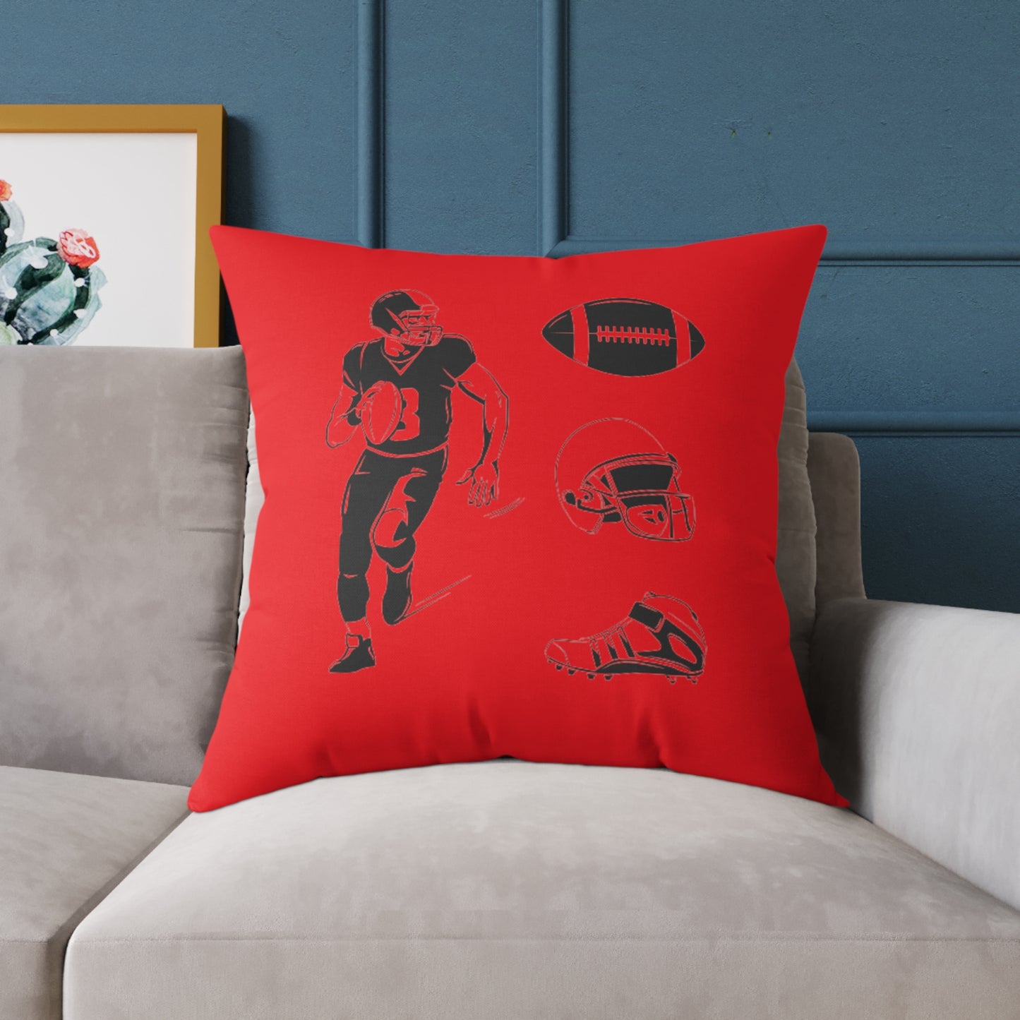 American Football Square Poly Canvas Pillow