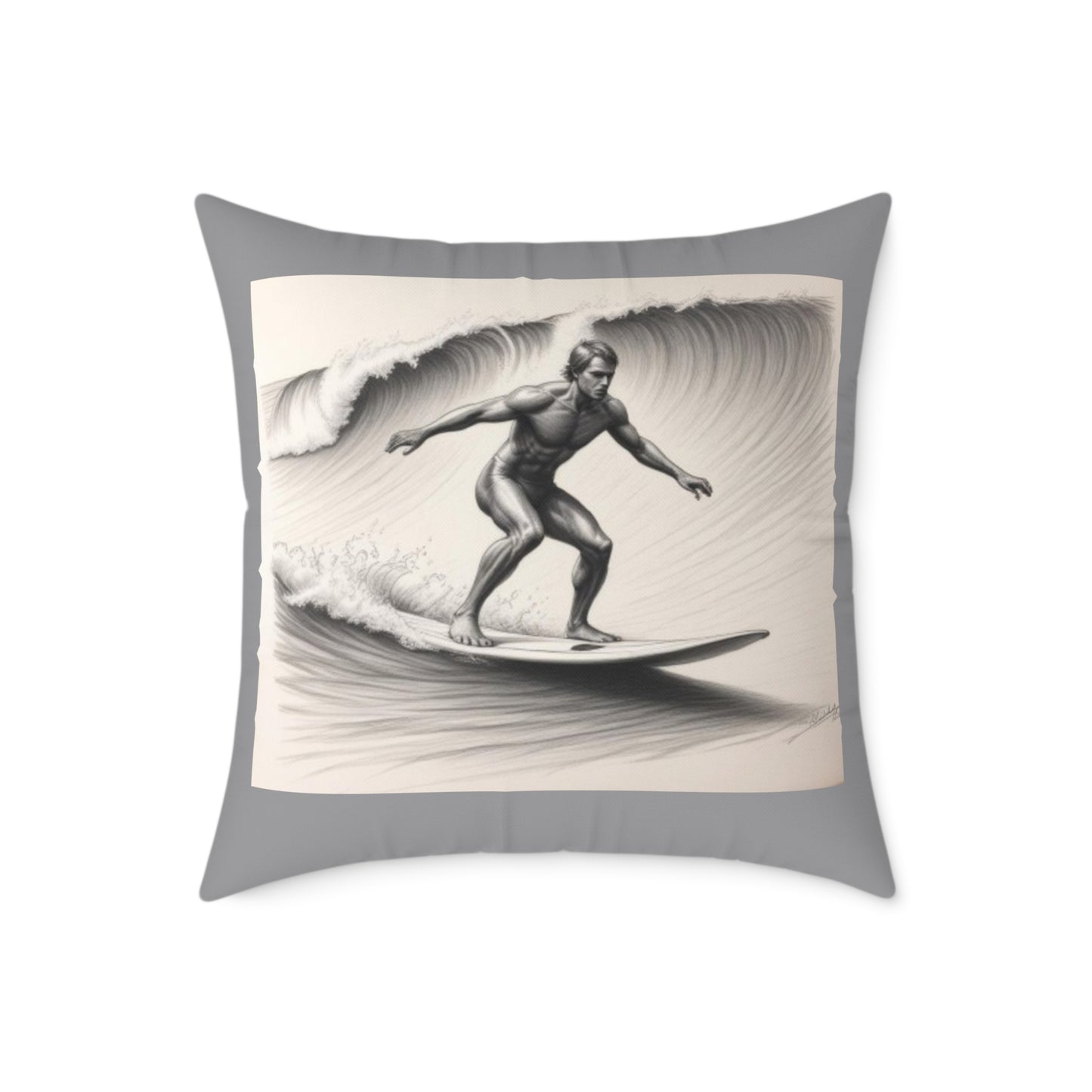 Surfing Square Poly Canvas Pillow