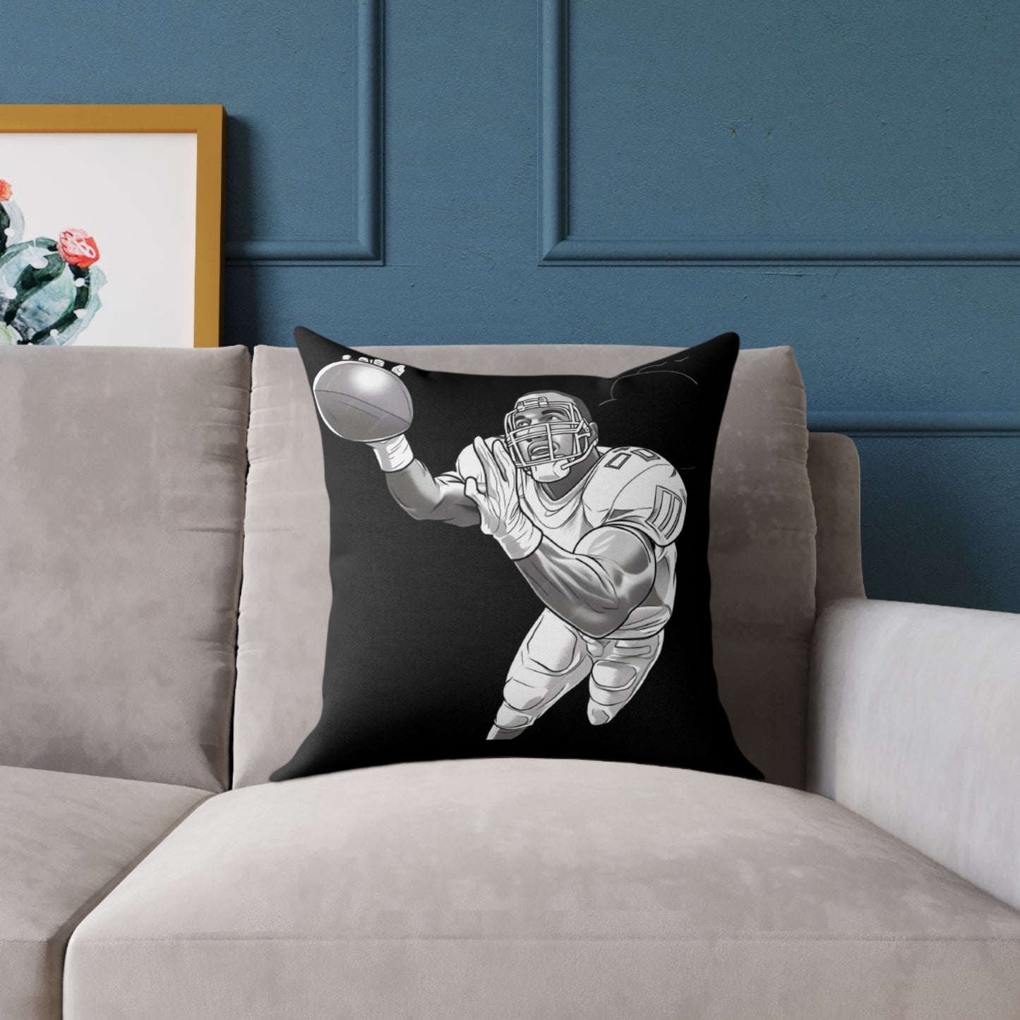 American Football Square Poly Canvas Pillow