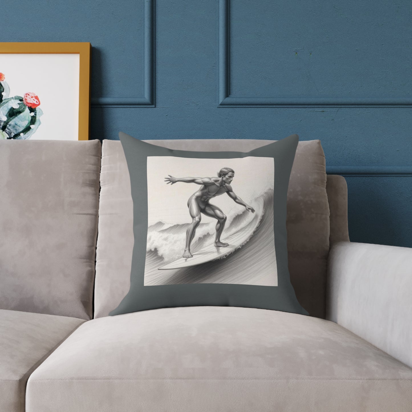 Surfing Square Poly Canvas Pillow