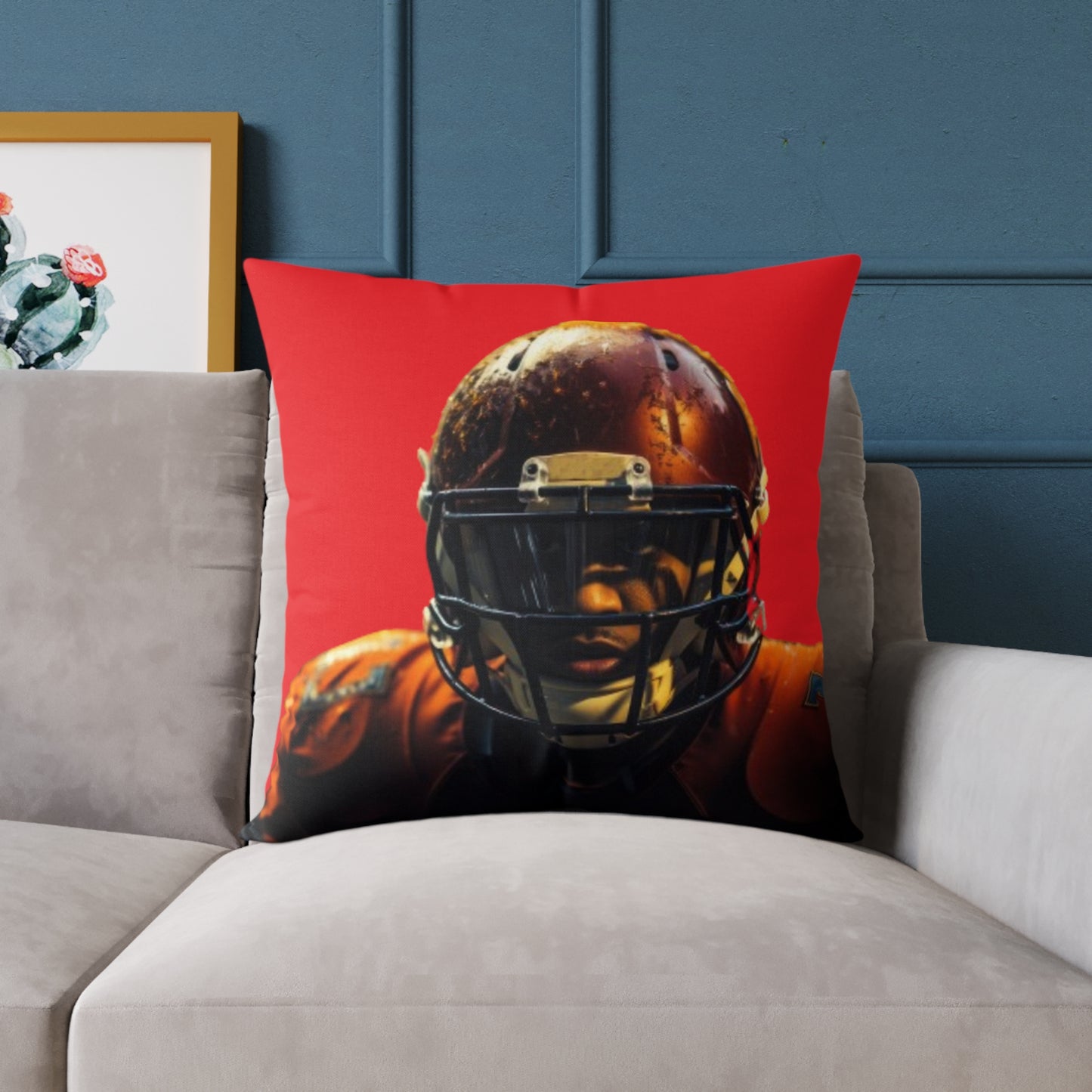 American Football Square Poly Canvas Pillow