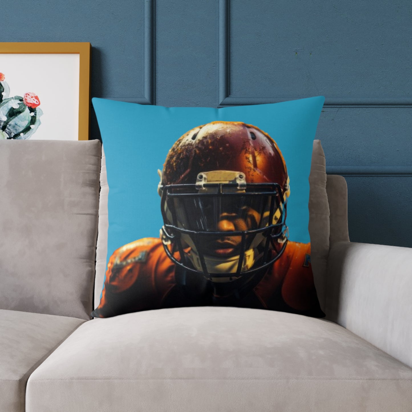 American Football Square Poly Canvas Pillow
