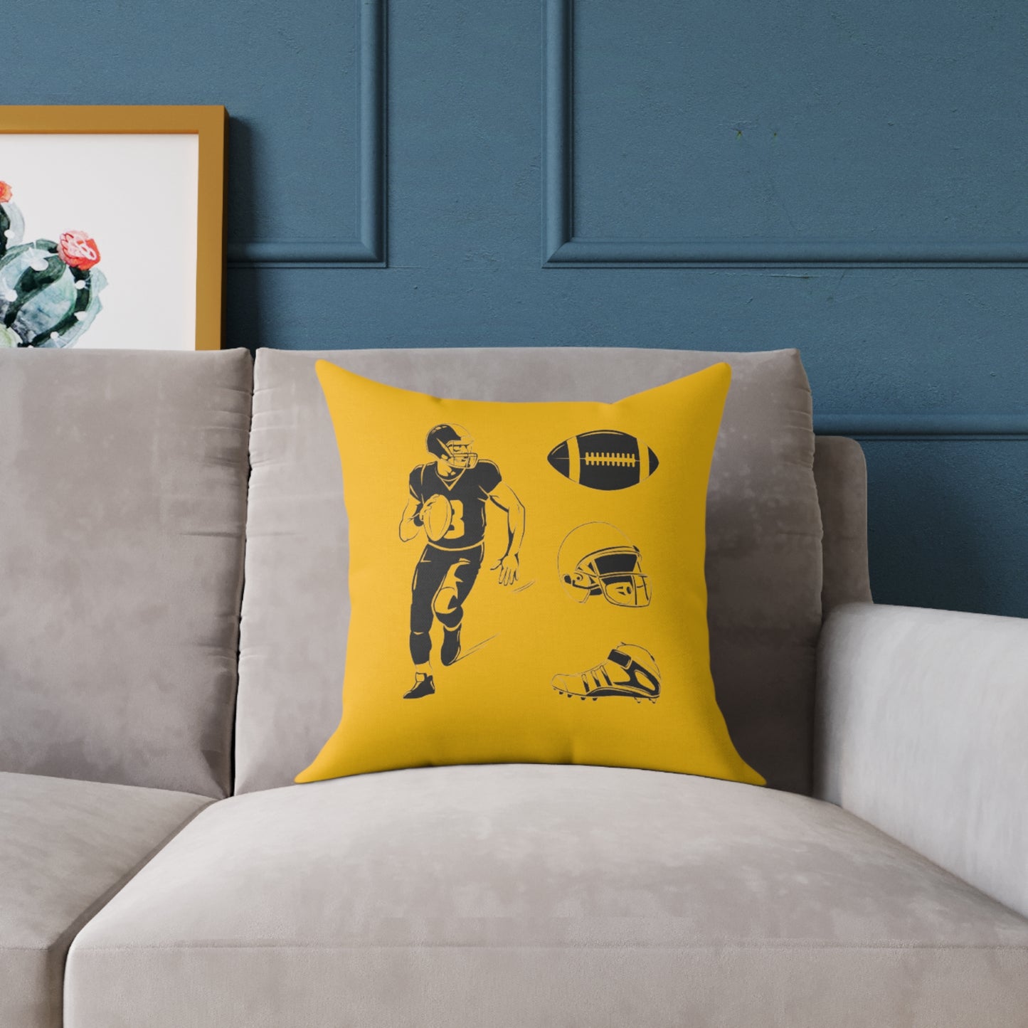 American Football Square Poly Canvas Pillow