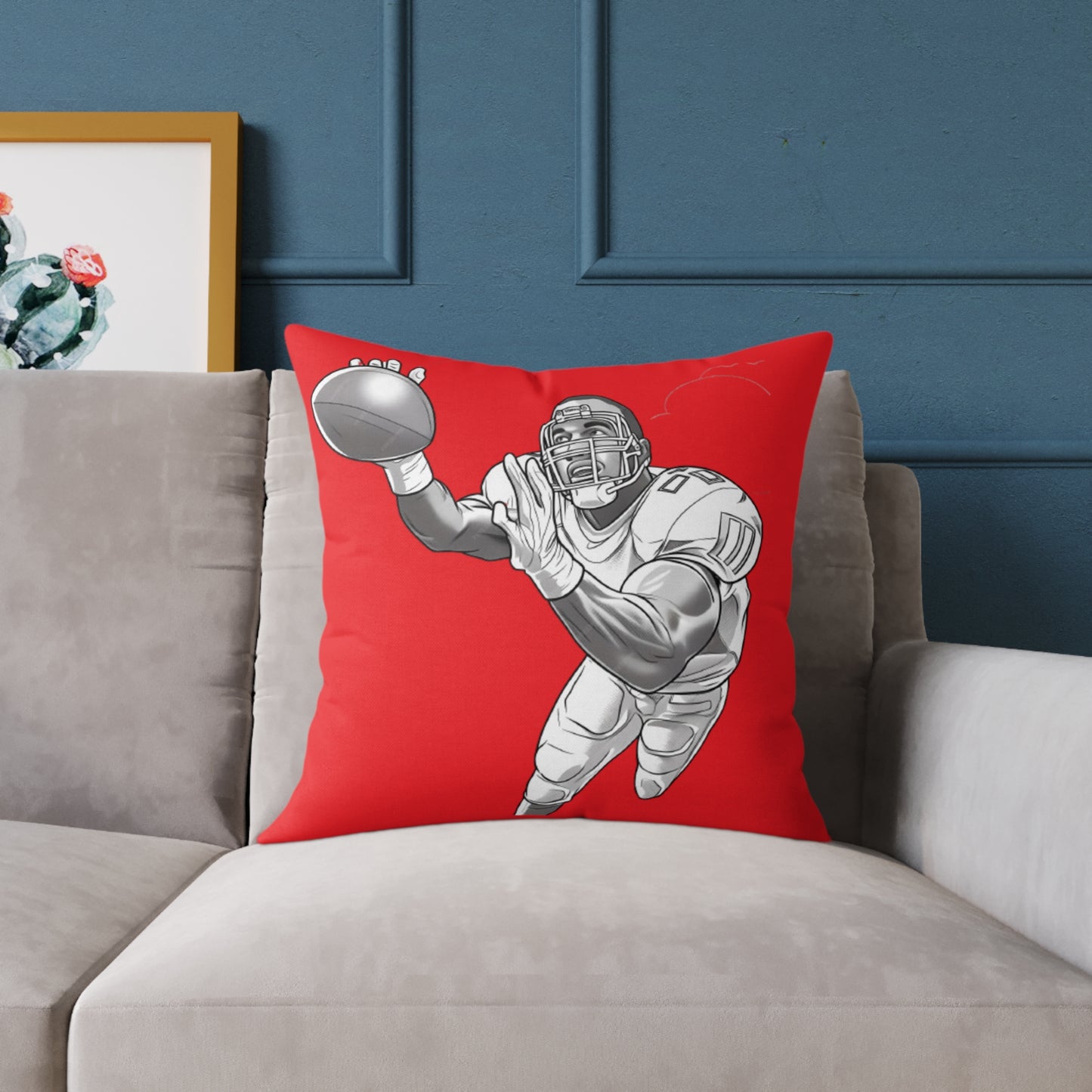American Football Square Poly Canvas Pillow