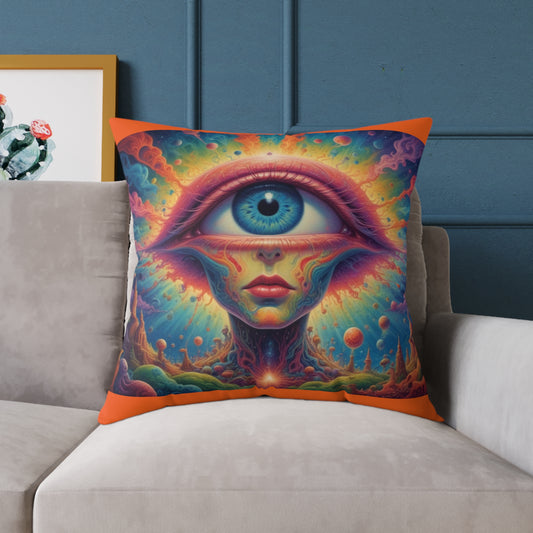 Psychadelic Square Poly Canvas Pillow