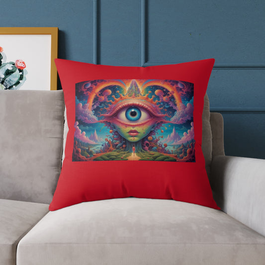 Psychadelic Square Poly Canvas Pillow