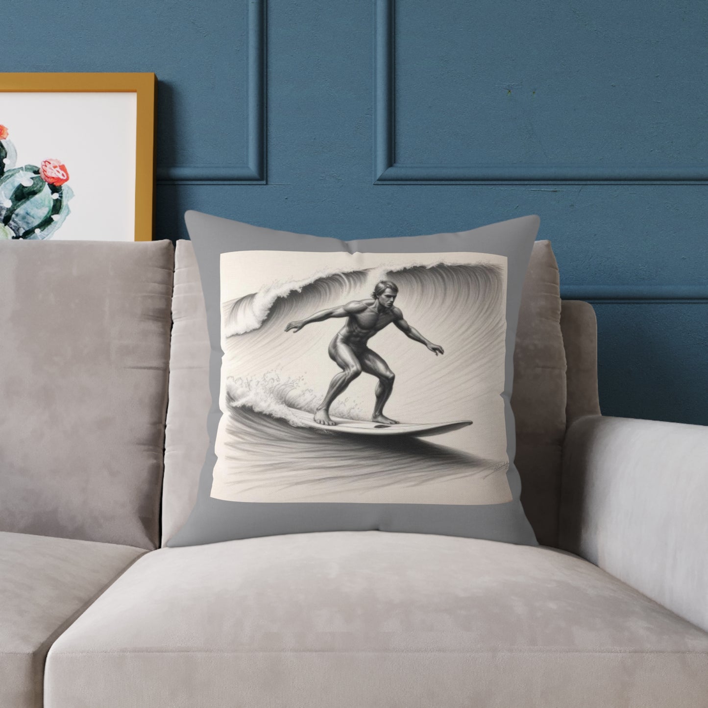 Surfing Square Poly Canvas Pillow