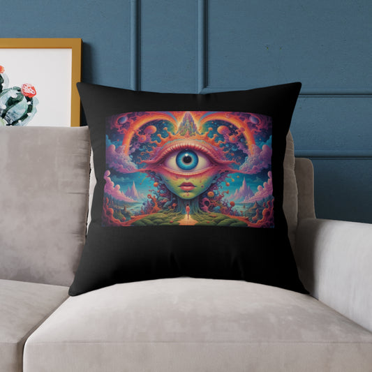 Psychadelic Square Poly Canvas Pillow