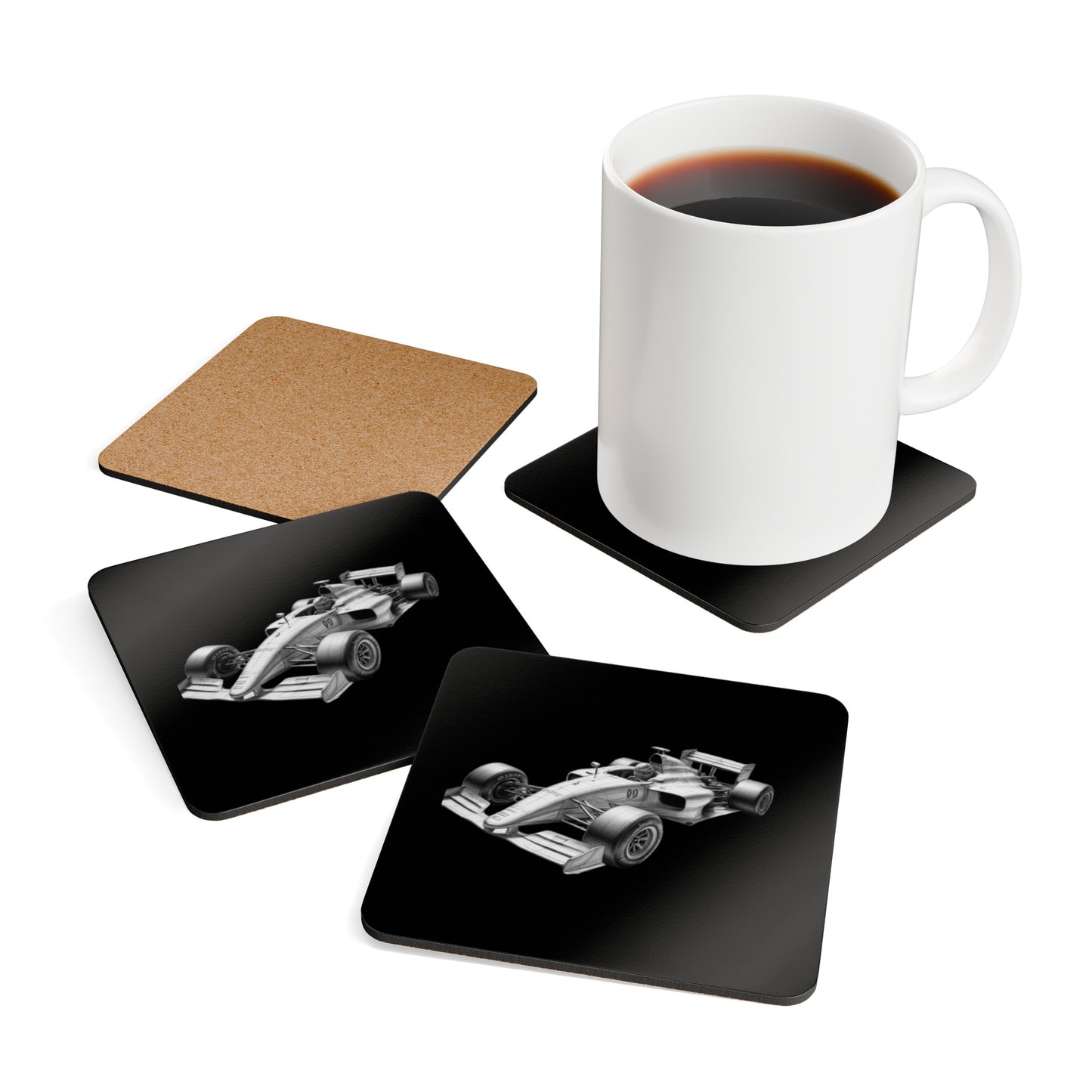 Racing Car  Corkwood Coaster Set