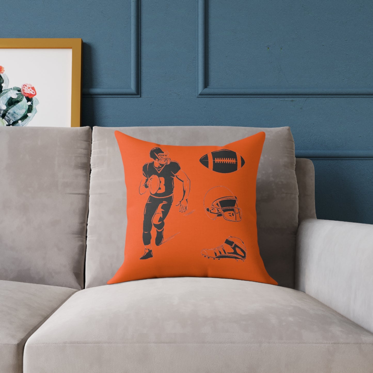 American Football Square Poly Canvas Pillow