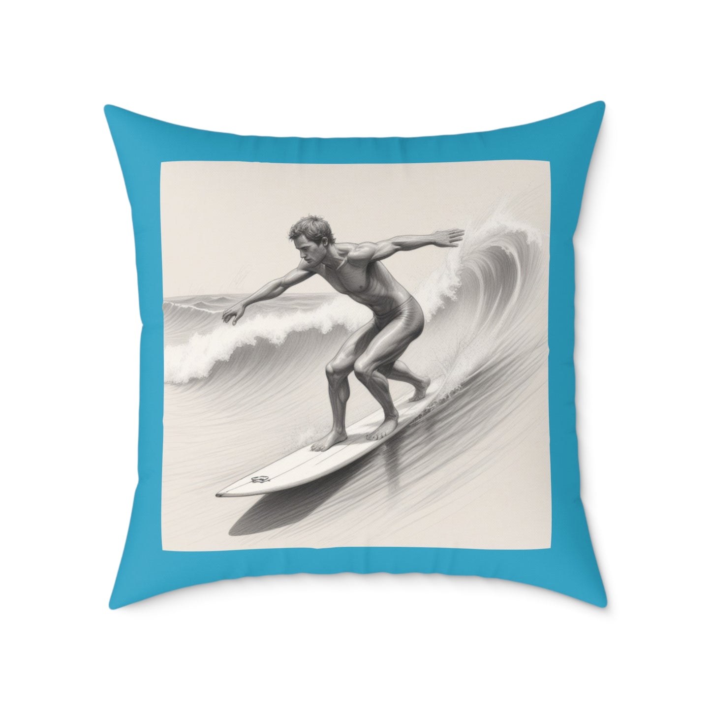 Surfing Square Poly Canvas Pillow