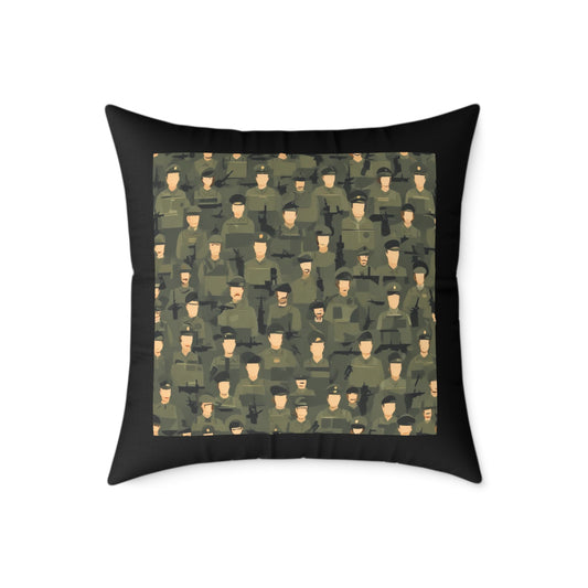 Army Square Poly Canvas Pillow