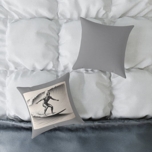 Surfing Square Poly Canvas Pillow