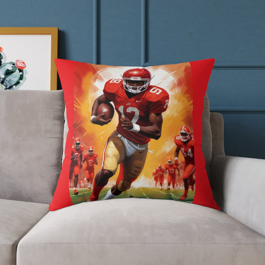 American Football Square Poly Canvas Pillow