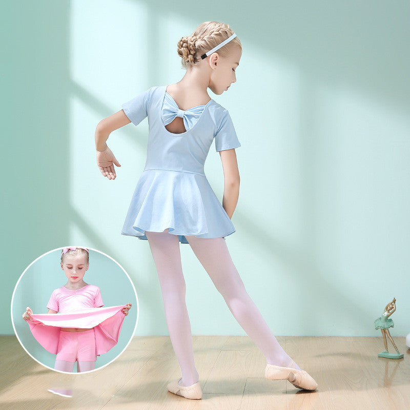 Children Dance Clothing Summer Short-sleeved Girls Dance Skirt Children