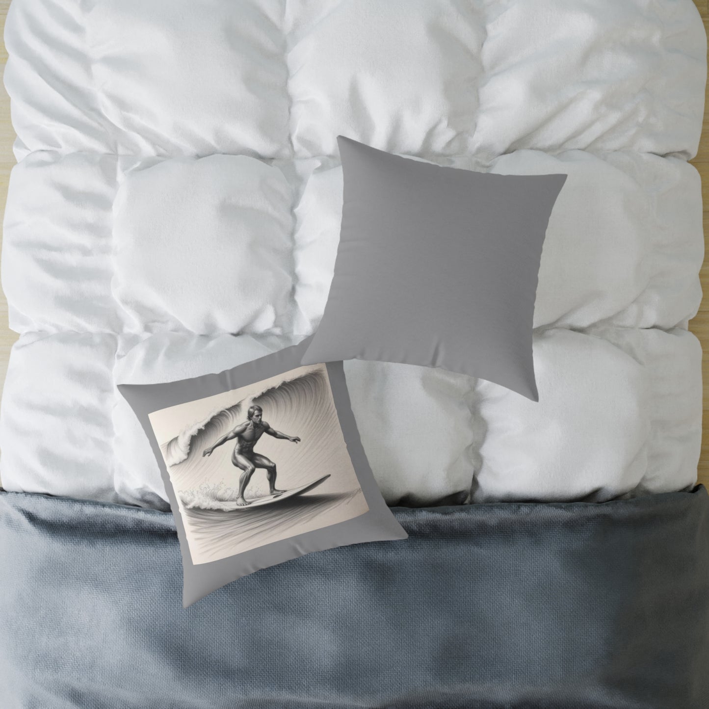 Surfing Square Poly Canvas Pillow