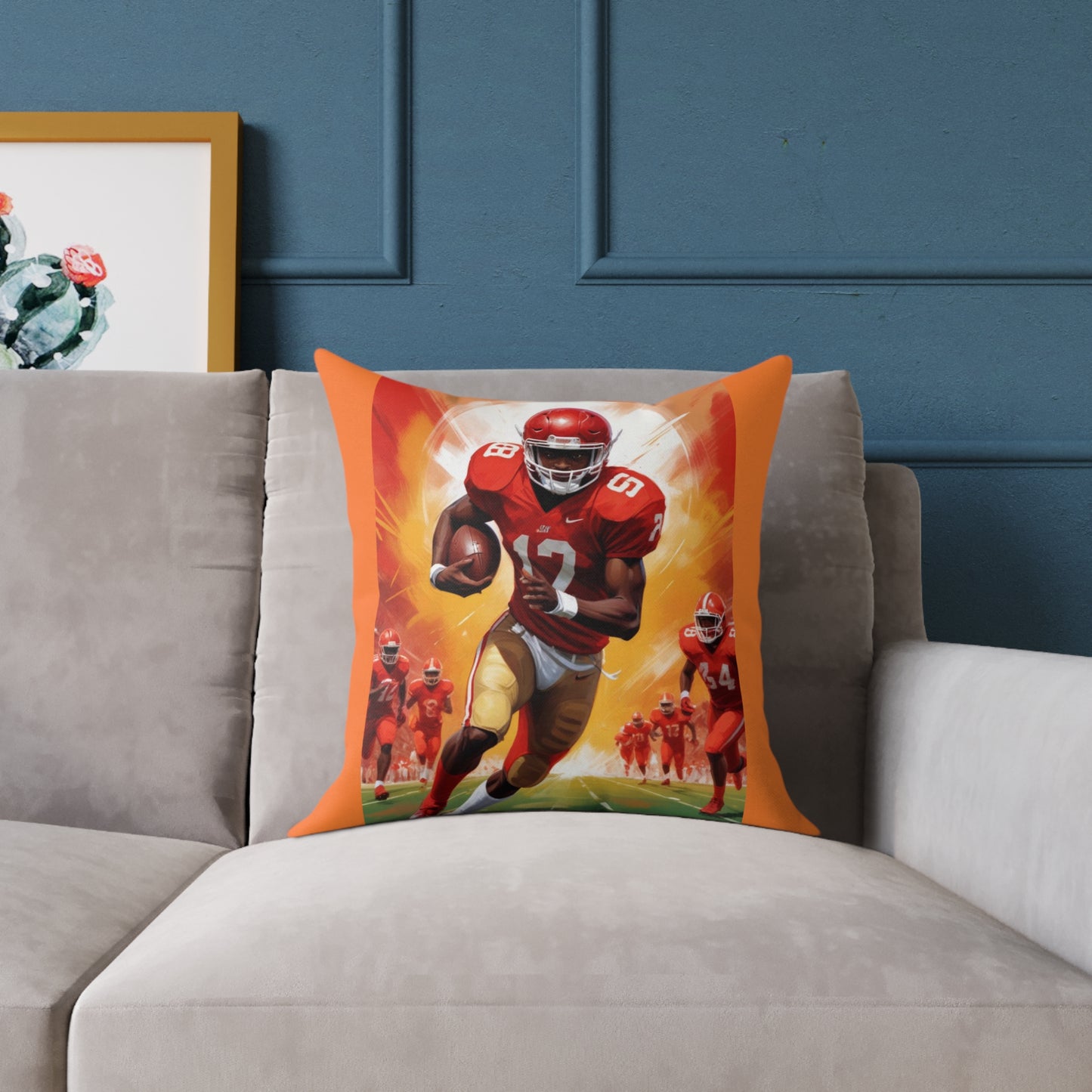 American Football Square Poly Canvas Pillow