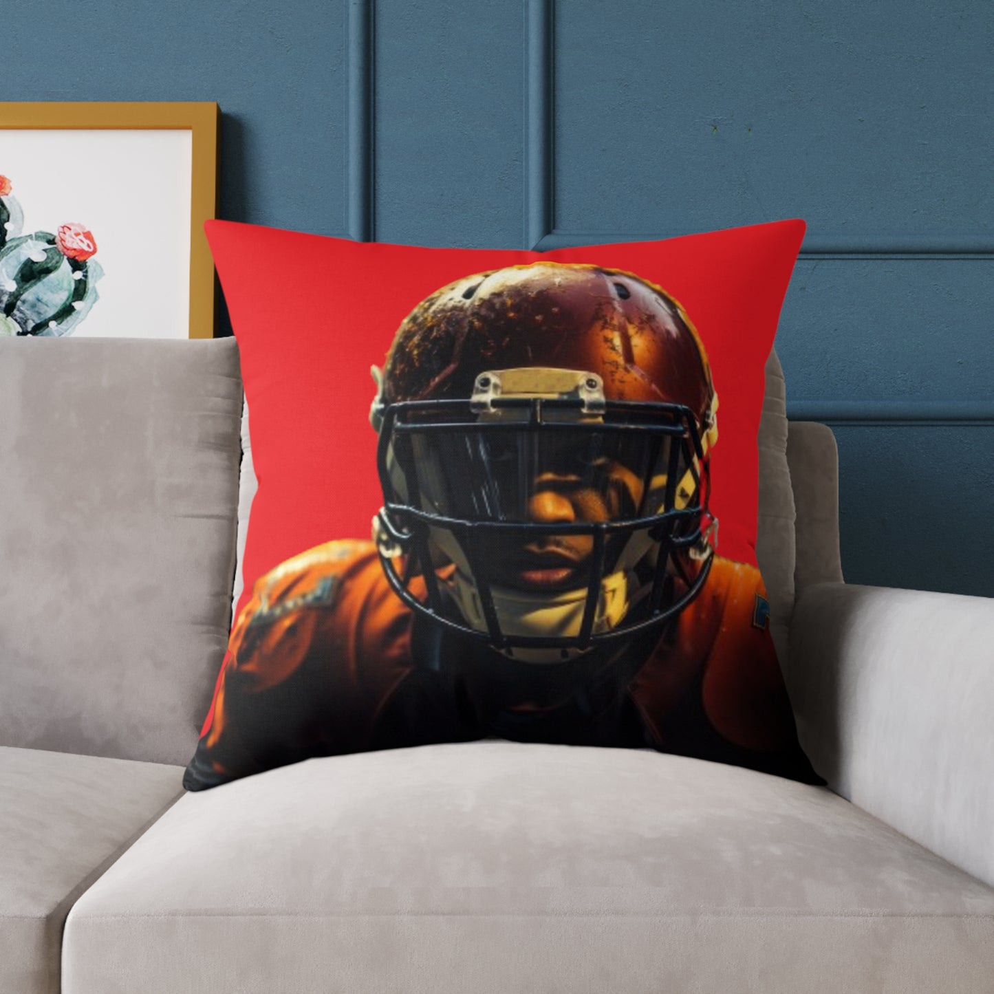 American Football Square Poly Canvas Pillow