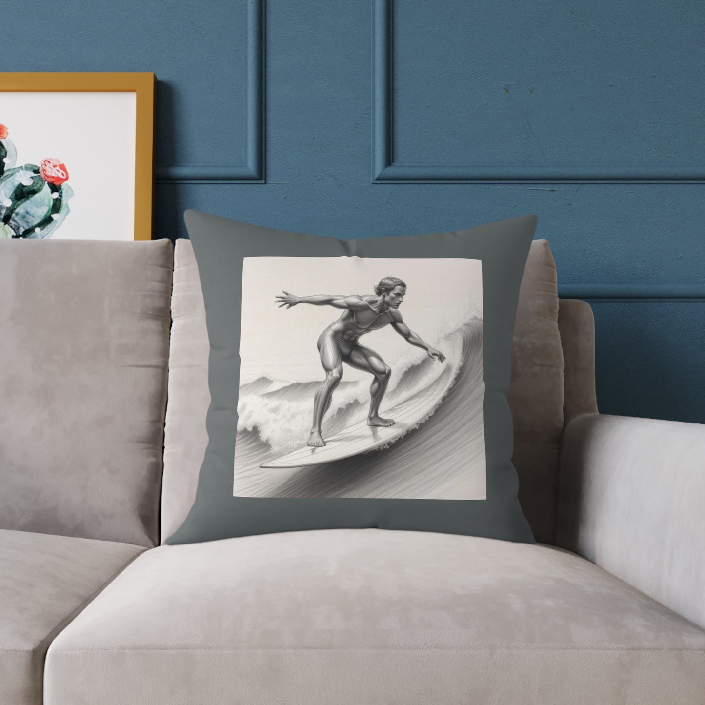 Surfing Square Poly Canvas Pillow