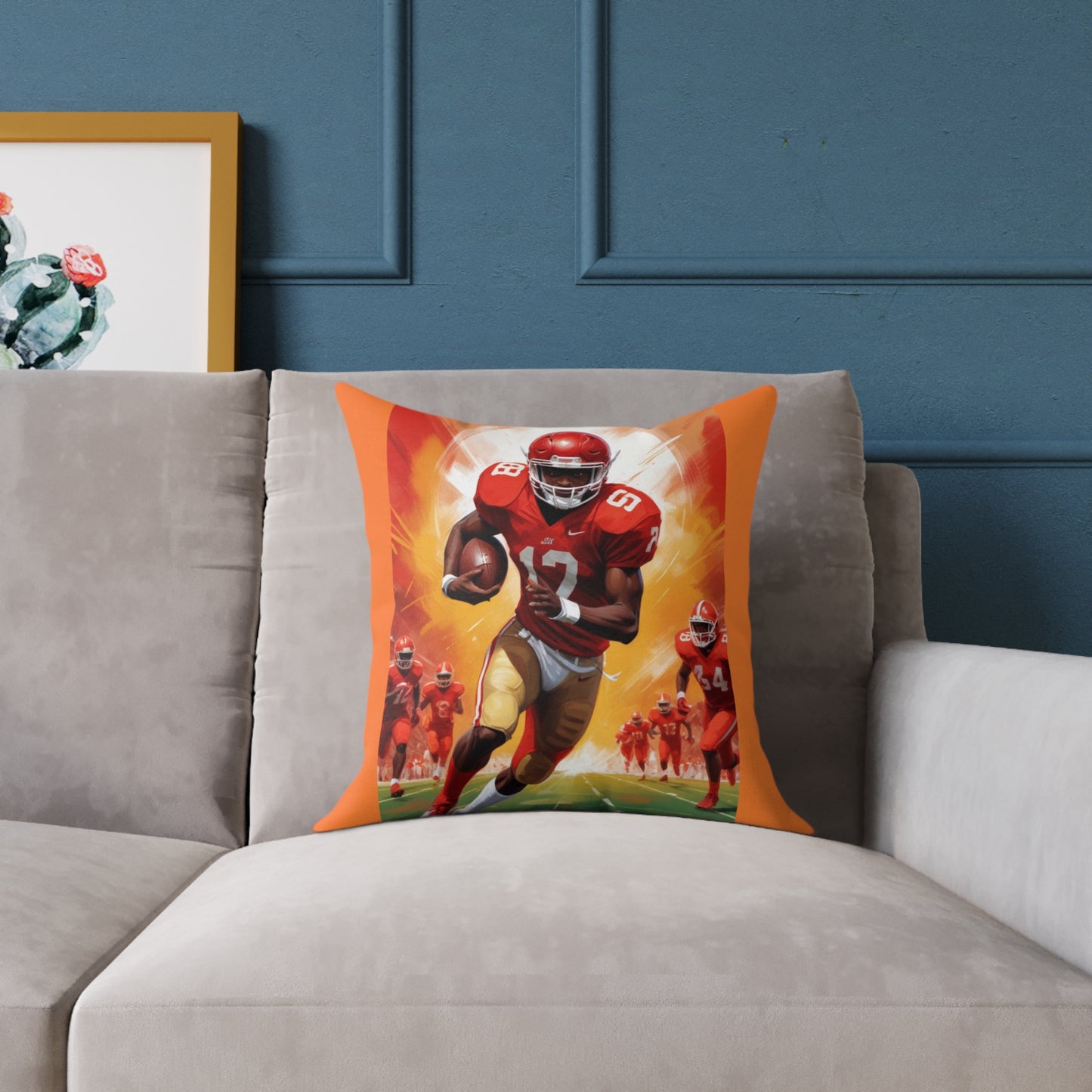 American Football Square Poly Canvas Pillow