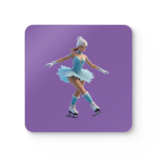 Ice Skating Corkwood Coaster Set