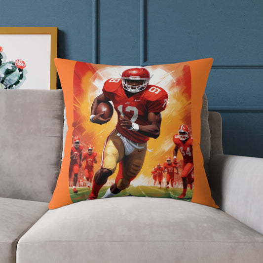American Football Square Poly Canvas Pillow